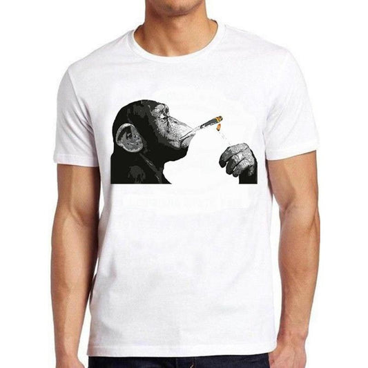 Chimp Monkey Smoking Joint Best Seller Banksy Funny Meme Men Women Fashion Top Retro Gift Tee T Shirt made in usa
