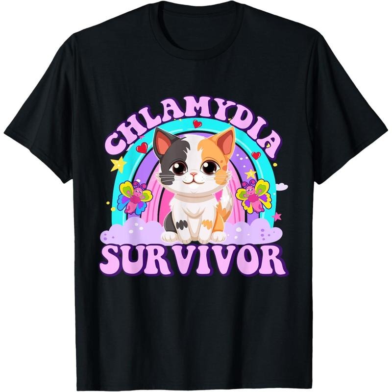 Chlamydia Survivor Cat Meme Funny Shirts for Men Adult Humor T-Shirtmade in us  made in us