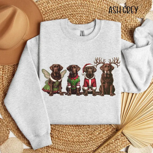 Chocolate Labrador Christmas Sweatshirt, Holiday Brown Lab Shirt, Labrador Retriever Christmas Sweater, Lab Mom Crewneck,Chocolate Lab Gifts