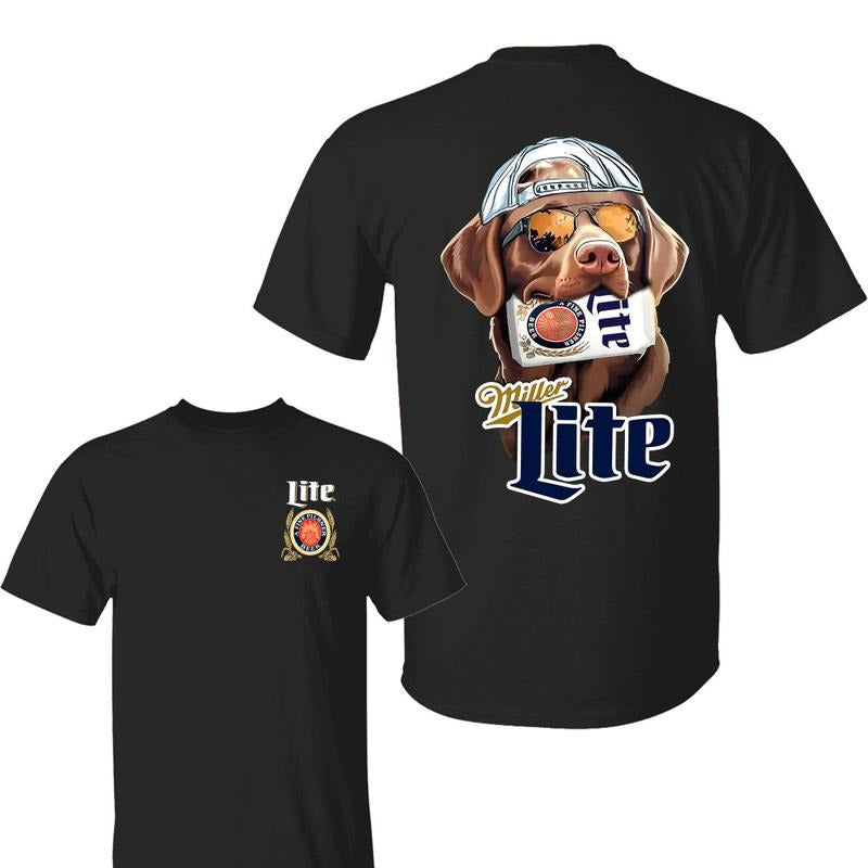 Chocolate Labrador Miler Lite Hunting Dog Shirt, Miler Lite Beer T-Shirt, Full Colors, For Men, For Women