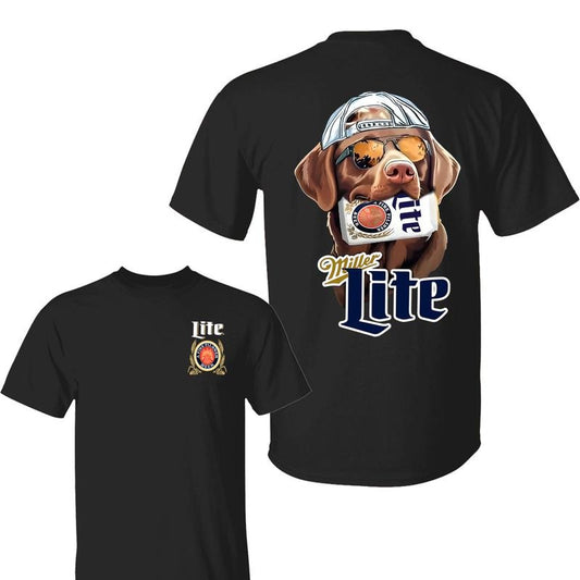 Chocolate Labrador Miler Lite Hunting Dog Shirt, Miler Lite Beer T-Shirt, Full Colors, For Men, For Women