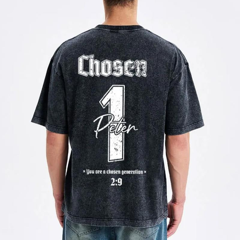 Chosen 1 Peter You Are a Chosen Generation Comfy T-Shirt Pure Cotton Fabric Casual Streetstyle Crew Neck Short Sleeve Soft-Washed T-Shirt Trendy Tops for Women for Men, Perfect Gift