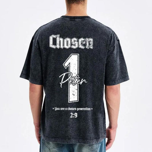 Chosen 1 Peter You Are a Chosen Generation Comfy T-Shirt Pure Cotton Fabric Casual Streetstyle Crew Neck Short Sleeve Soft-Washed T-Shirt Trendy Tops for Women for Men, Perfect Gift