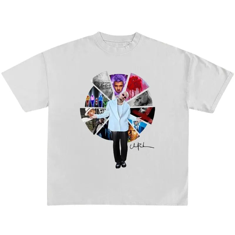 Chr1s Br0wn Shirt - Music Album Print Short Sleeve T-Shirt Vintage 90s Music Tee Merch Men Women Menswear Topstyle{n002}2...