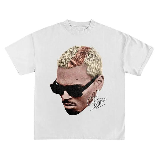 Chris Big Face 1111 Cotton Menswear Shirt for Music Fans Cotton Menswear