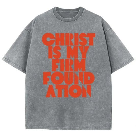 Christ In My Firm Foundation Unisex Washed T-Shirt, Christian Jesus  t shirts, Vintage 90s Graphic Tee Gift Cotton Top Womenswear, Mineral color