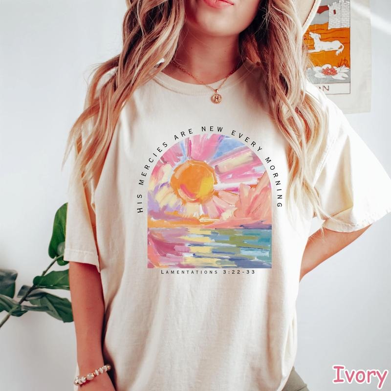 Christian Comfort Colors Shirt, His Mercies Are New Every Morning Bible Verse Shirt, Religious Women Gift Faith Tee Christian Gifts Jesus Tee