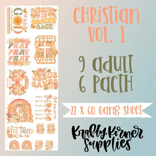 Christian DTF Transfer Gang Sheet, 22 x 60