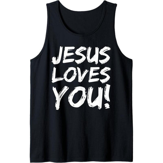 Christian Evangelism Gift for Men Jesus Loves You! Tank Top MADE IN USA