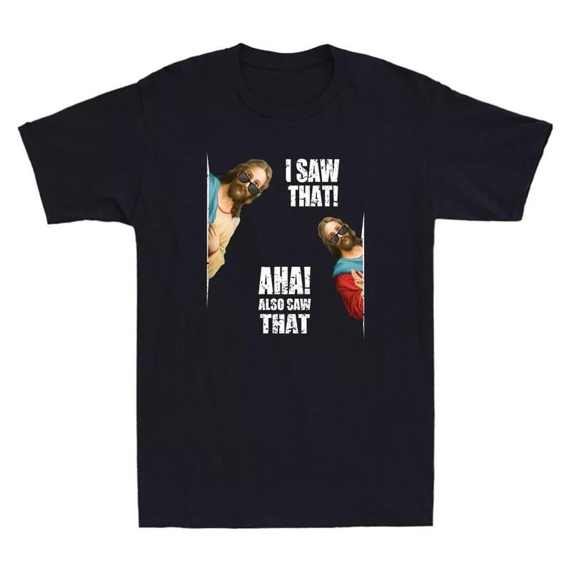 Christian Jesus - Swoosh Saw That Funny Jesus With Glasses Meme Vintage Tshirt, casual short sleeve crew neck t-shirt,...