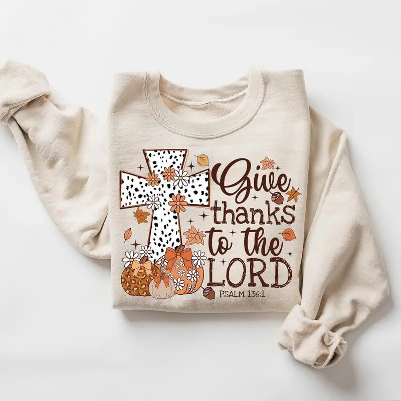 Christian Jesus Cross Fall Sweatshirt, Thankful Grateful Leopard Pumpkin Season Shirt, Jesus Faith Cotton Crewneck