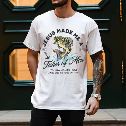 Christian Shirts for Men Christian T Shirts Fisher of Men Christian TShirts Gift for Men Christian Gifts Bible Verse Shirt Baptism Gift