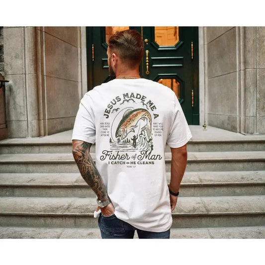 Christian Shirts for Men Christian T Shirts Fisher of Men Christian TShirts Gift for Men Christian Gifts Bible Verse Shirt Father's Day Gift