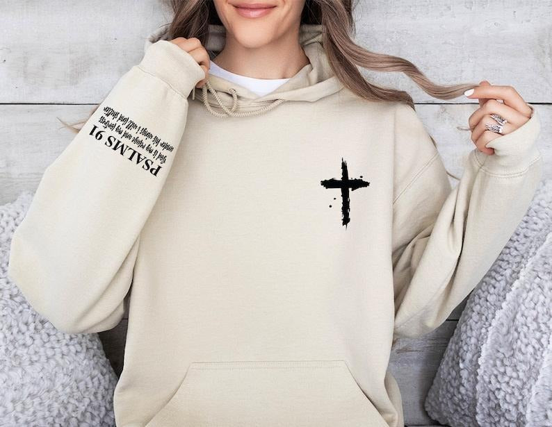 Christian Sweatshirt, Bible Verse Hoodie, Psalms 91 Shirts for Women, Religious Gifts, Psalms 91 Sweatshirt, Faith...