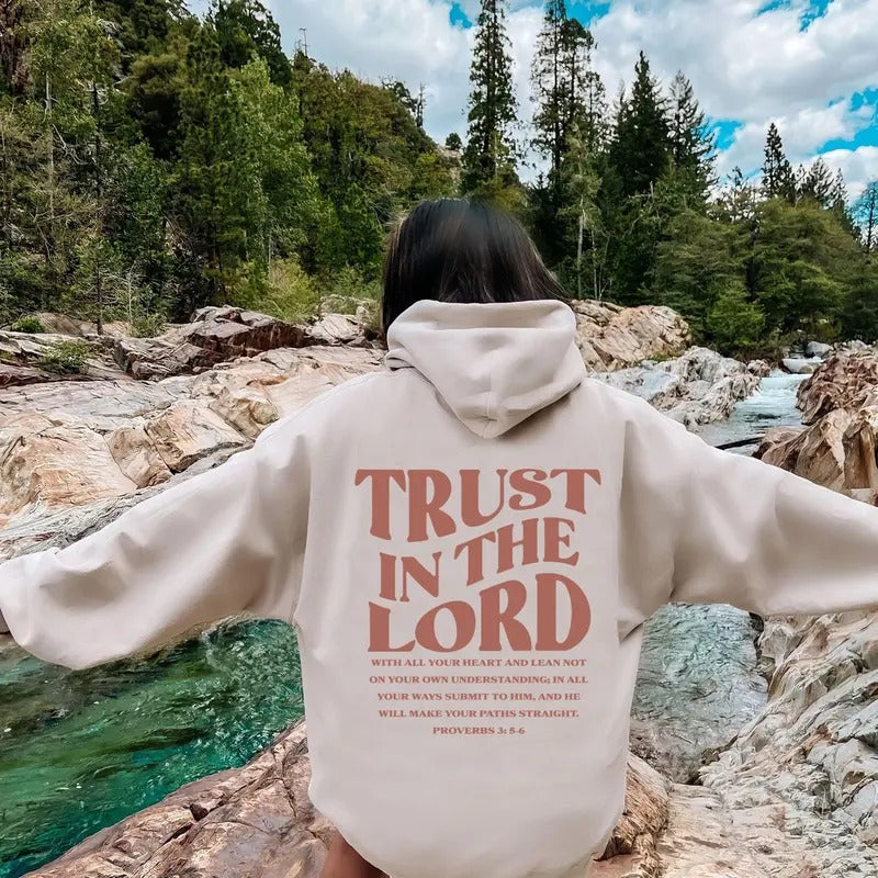 Christian Sweatshirt, Bible Verse Hoodie, Women's Religious Shirt, Trust In The Lord Shirt Cotton Womenswear | DripVista.com
