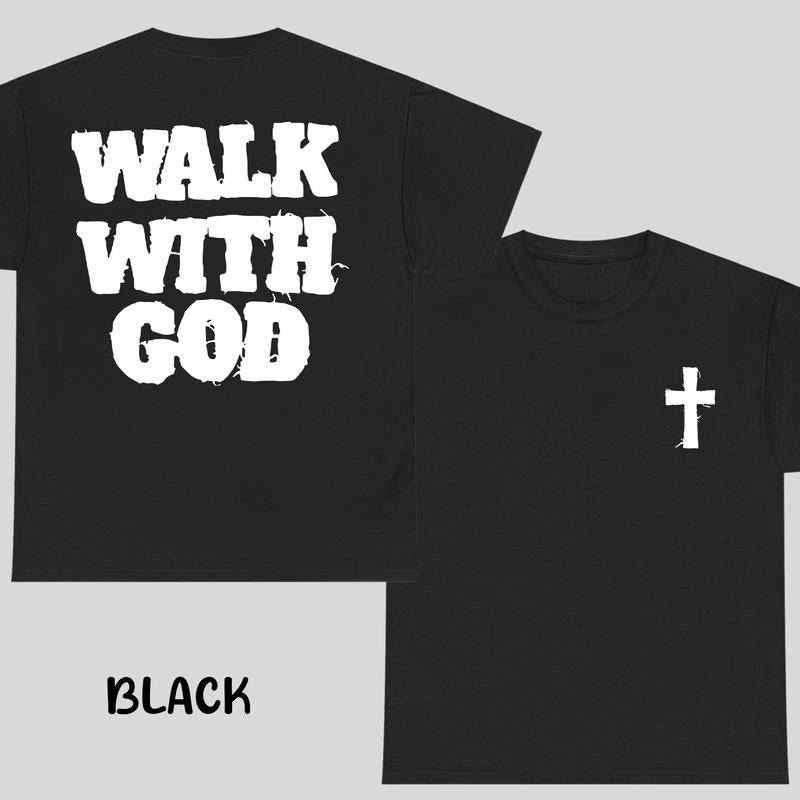 Christian Walk With FOG 2 Sided Tshirt, Casual Cotton, Trendy T-Shirts for Men & Women, Casual Shortsleeve Streetwear,...