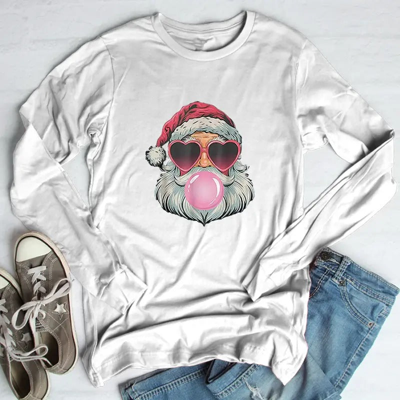 Christmas | Bubblegum Santa Long Sleeve Tee, Made in the USA, Long Sleeve Shirts, #Christmas #winter