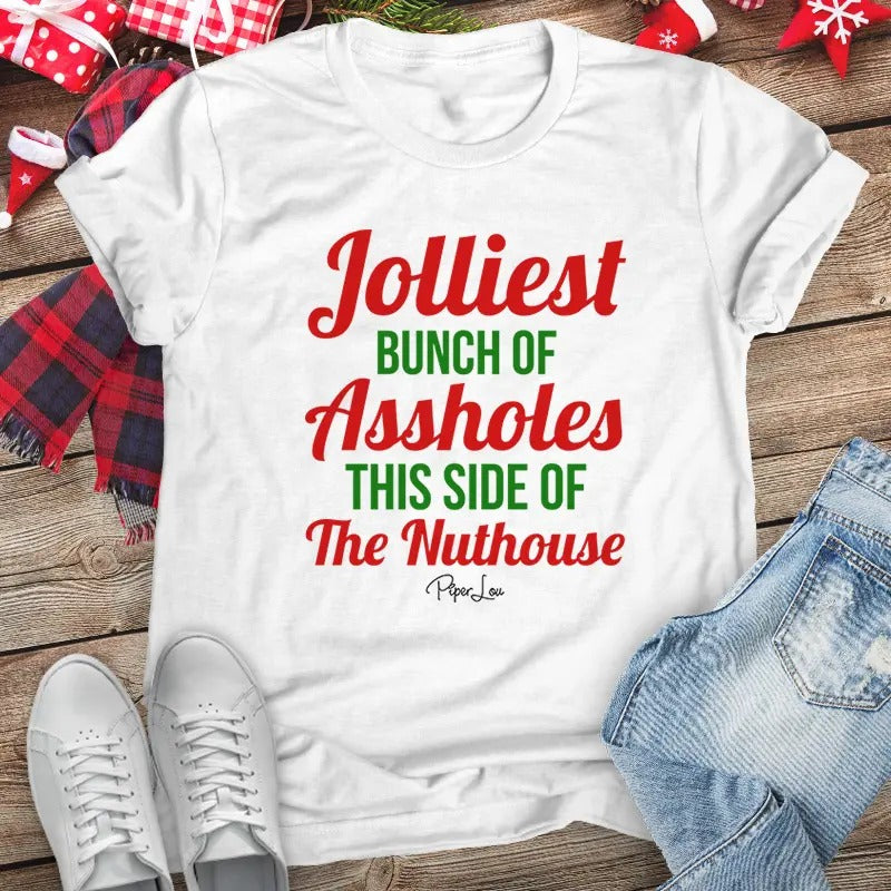 Christmas | Jolliest Bunch Of A**holes Christmas Apparel T-Shirts, Hoodie, Sweatshirt | DripVista.com
