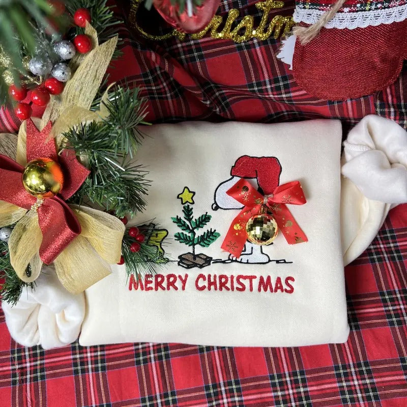 Christmas  Embroidered Sweatshirt, Christmas Cute Christmas Dog Lover Embroidered Shirt, Christmas Gifts