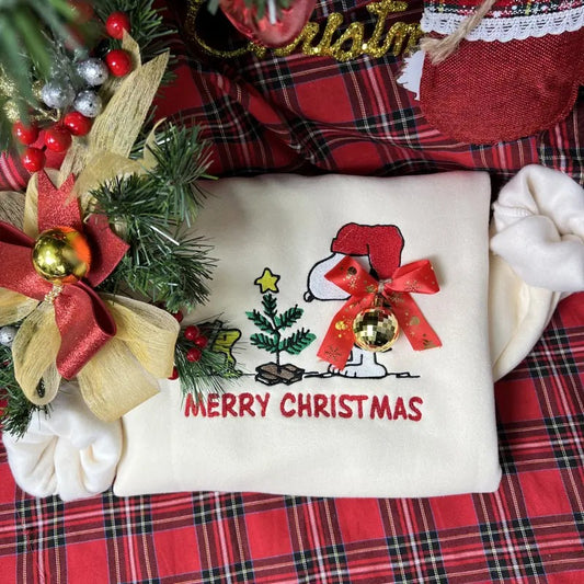 Christmas  Embroidered Sweatshirt, Christmas Cute Christmas Dog Lover Embroidered Shirt, Christmas Gifts