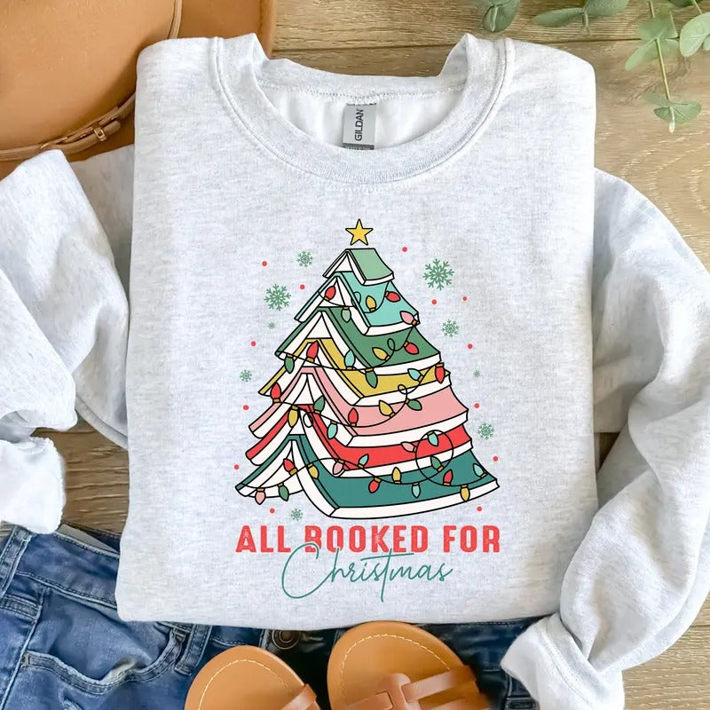 Christmas Books Shirt, Unisex Bookish Shirt for Teachers, Librarian Gift Shirt, Loose Fit Pullover