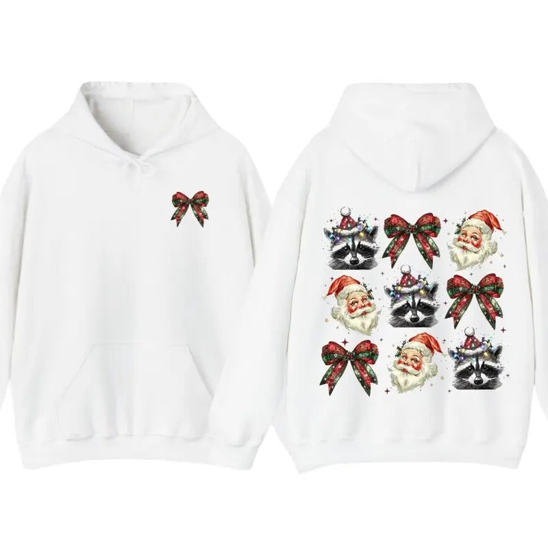 Christmas Bow 2 SIDE Hoodie, Comfort Color, Christmas Hoodie, Women's Classic Cotton T-Shirts, Sweatshirt | DripVista.com