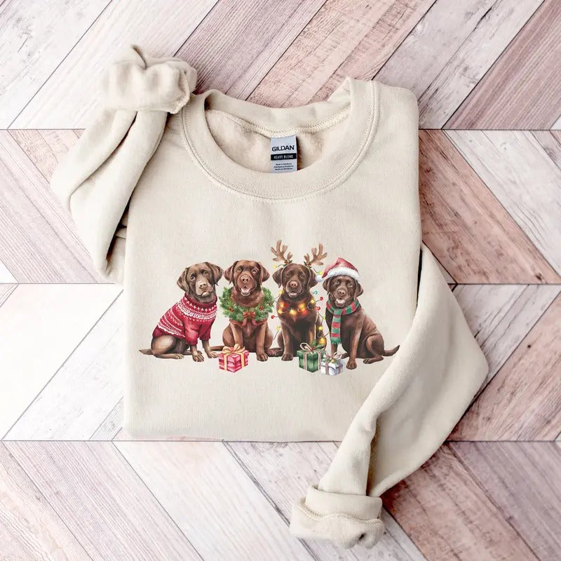 Christmas Brown Labrador Dog Sweatshirt, Xmas Chocolate Lab Shirt, Dog Mom Tee, Dog Lover Gift, Funny Holiday Shirt Hoodie