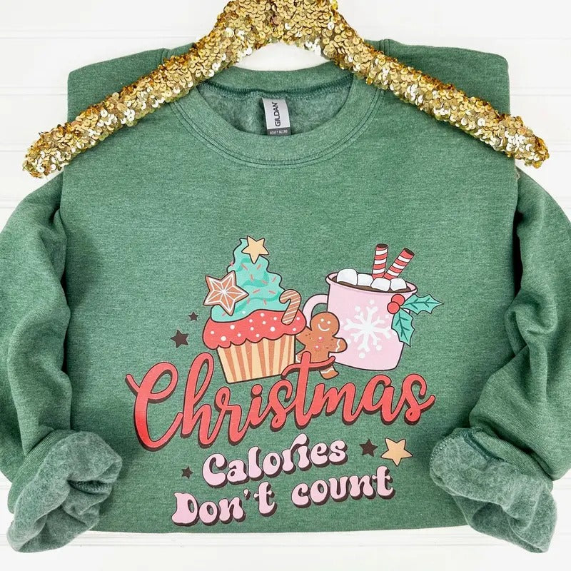 Christmas Calories Don't Count Sweatshirt T-Shirts, Hoodie | DripVista.com