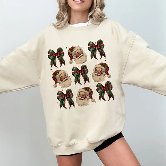 Christmas Coquette Santa Sweatshirt, Christmas Season T Shirt, Retro Christmas Shirt, Christmas 2024 Shirt, Christmas hoodie, Christmas bow 2024 shirt