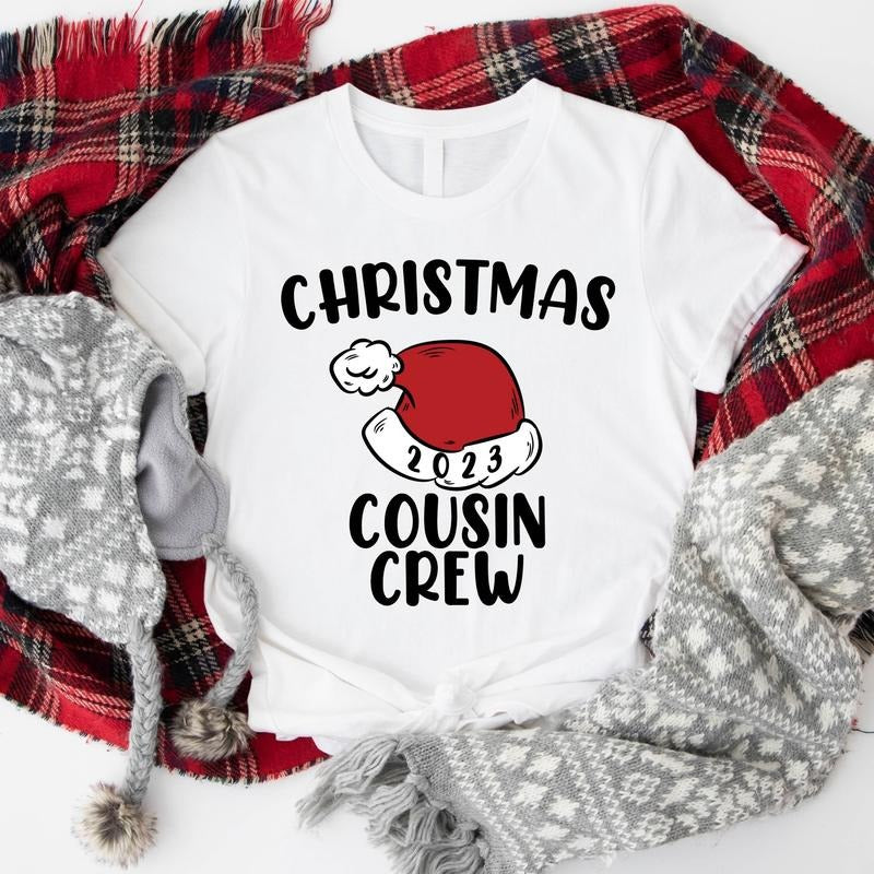 Christmas Cousin Crew 2023 Shirt, Family Matching Christmas Tee, Cousin Gathering Christmas T-Shirt, Holiday Gift Shirt For Cousins Group.