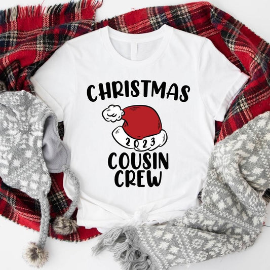 Christmas Cousin Crew 2023 Shirt, Family Matching Christmas Tee, Cousin Gathering Christmas T-Shirt, Holiday Gift Shirt For Cousins Group.