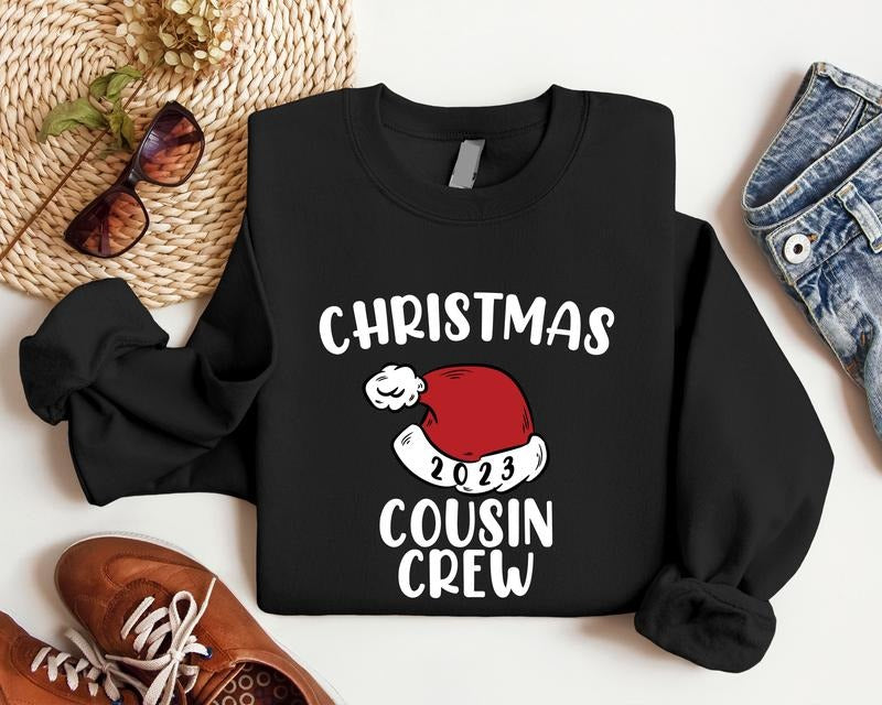 Christmas Cousin Crew 2023 Sweatshirt, Family Matching Xmas Sweater, Cousin Gathering Christmas Hoodie, Holiday Gift Sweater For Cousins Group