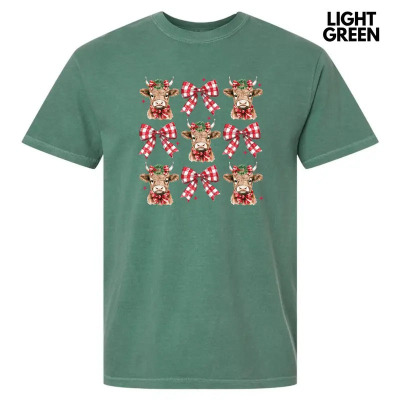 Christmas Cow Coquette Collage Comfort Colors T-Shirt 'NLB'