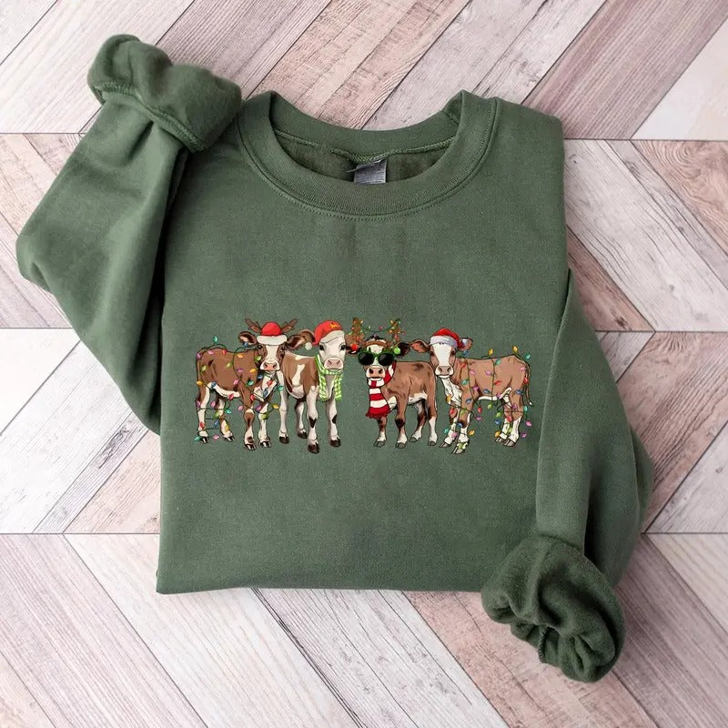 Christmas Cows Sweatshirt, Hoodie, Tshirt, Cute Christmas 2024 Gifts | DripVista.com