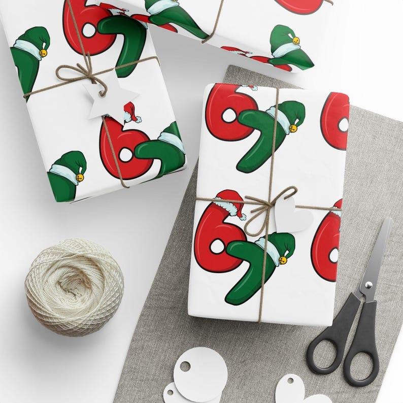 Christmas Custom Wrapping Paper, Mason 67 gift wrap with Aura Energy Gunpla brand Sixty Seven meme print for holiday...