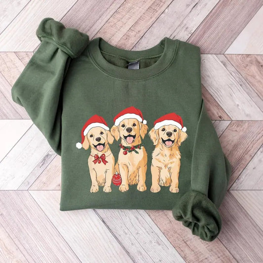Christmas Cute Dogs Golden Retriever Sweatshirt, Golden Dogs Christmas T-Shirt, Vintage Christmas Shirt, Christmas Gifts, Christmas Dog Tees