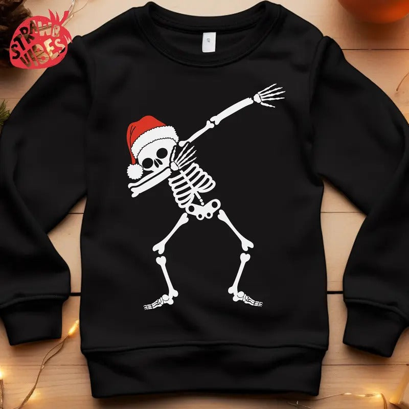 Christmas Dab Skull Shirt Dabbing Skeleton with Santa Hat, Dance Christmas Party Shirt, Skeleton Santa Shirt, Xmas Funny...