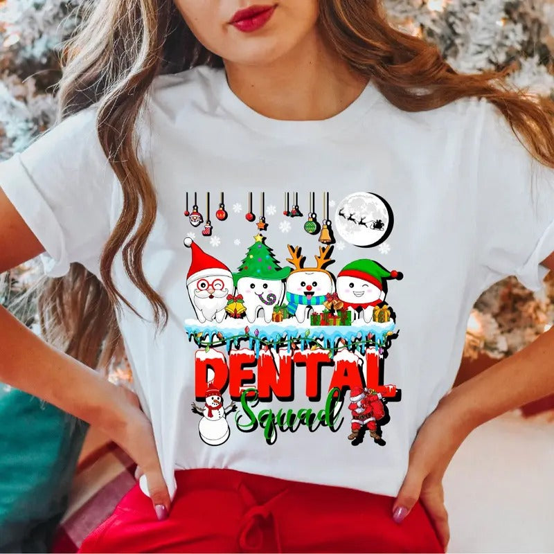 Christmas Dental Squad T-Shirt, Santa Teeth Shirt, Christmas Dentist Tee, Gift Tee For Dental Assistant, Christmas Party Shirt, Xmas Holiday T-Shirt.