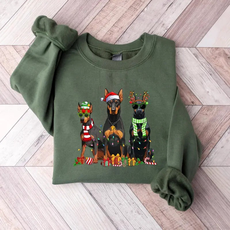 Christmas Doberman Sweatshirt, Happy New Year Dog Tshirt, Christmas Dog Shirt, Doberman Dogs Shirt, Doberman Mom Tshirt, Gift for Dog Lover