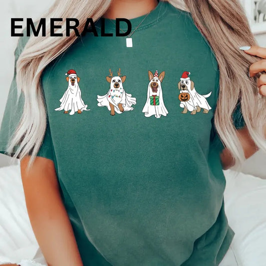 Christmas Dog Graphic tee, Ghost dog Christmas shirt, Comfort Colors, Christmas Gifts, Womenswear, Printed