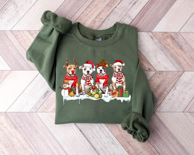 Christmas Dog Sweatshirt, Pitbull Christmas Shirt, Dog Owner Christmas Gift, Pitbull Dog Gift, Christmas Crewneck, Holiday Sweater, Xmas Tee