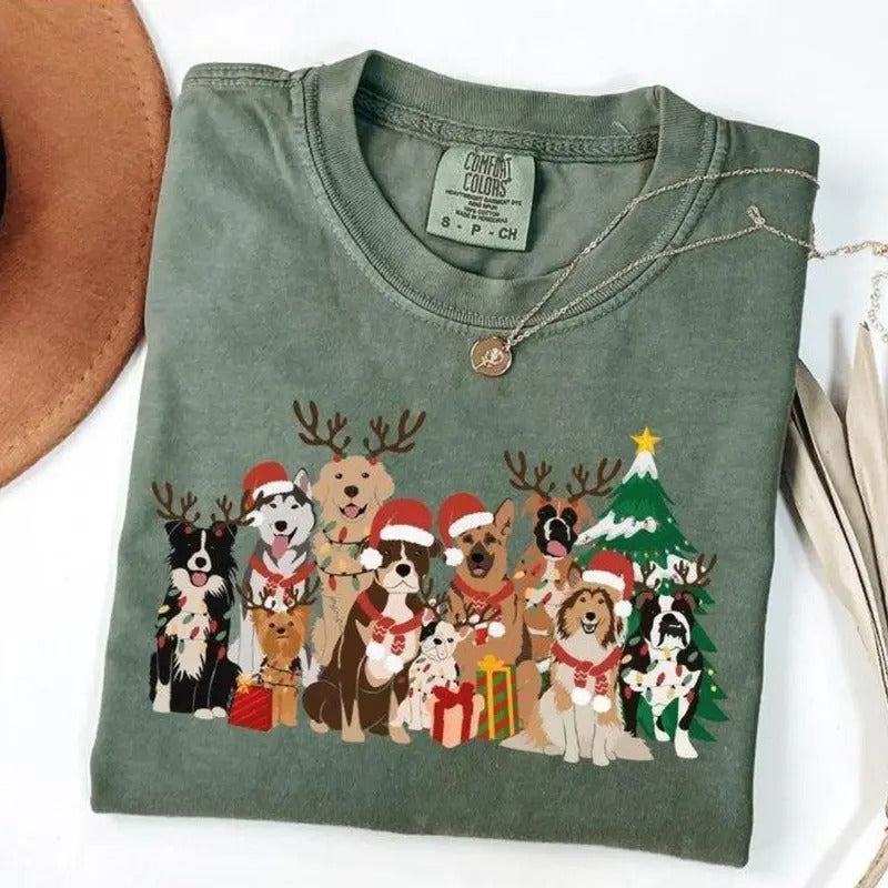 Christmas Dogs Shirt, Dog Lover Shirt, Holiday Shirt, Cute Christmas Shirt, Cute Gift for Dog Lover, Dog Mom Shirt, Merry...