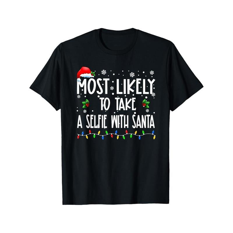 Christmas Family Pjs T-shirt - Fun Personality Print, Casual Round Neck, Short Sleeve, Comfortable 220g Cotton, Wearable in Four Seasons made in usa