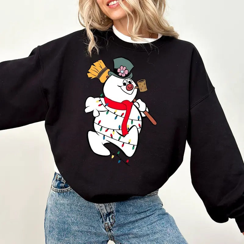 Christmas Frosty The Snowman Sweatshirt - Frosty's Snowflake Family Christmas Sweatshirt, Frosty and Friends Rudolph Clothing, Unisex