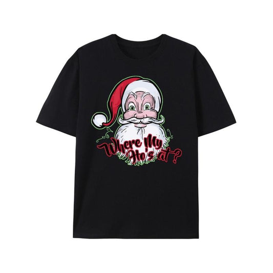 Christmas Funny Santa Shirt, Funny Gifts for Him, Cool Santa Claus Shirt, Funny Christmas Tee, Holiday T shirt, Where's my Hos At? T shirt made in usa