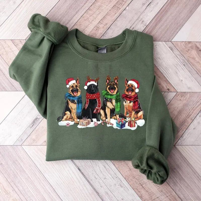 Christmas German Shepherd Sweatshirt, Christmas Dog Shirt, German Shepherd Shirt, German Shepherd Mom Shirt, Dog Lover tee, Holiday Sweater