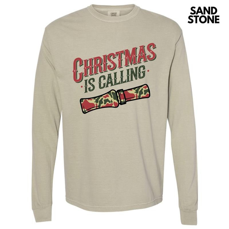 Christmas Is Calling Long Sleeve Comfort Colors T-Shirt 'NLB' Hoodie, Sweatshirt | DripVista.com