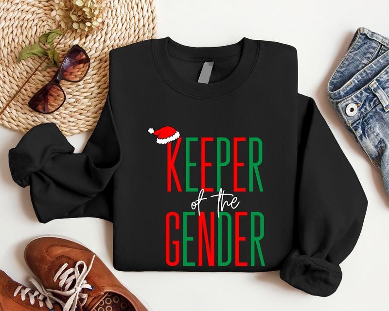 Christmas Keeper Of The Gender Sweatshirt, Xmas Baby Announcement Gift Sweater, Matching Christmas Gender Reveal Party Hoodie, Team Boy or Girl Hoodie.