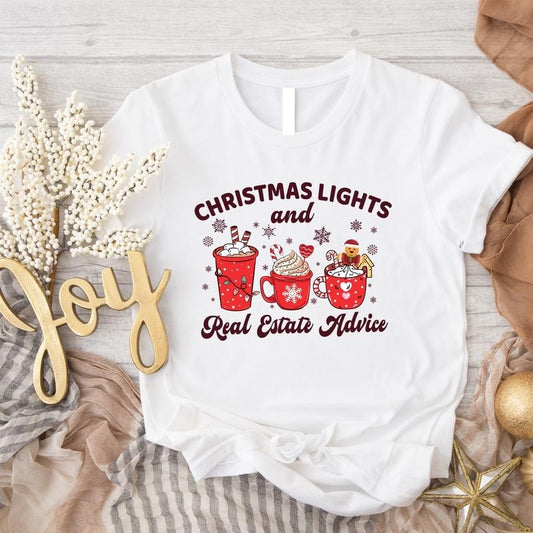 Christmas Light Real Estate Advice Shirt, Christmas Realtor Gift Tee, Real Estate Xmas Shirt, Realtor Winter Holiday T-Shirt.