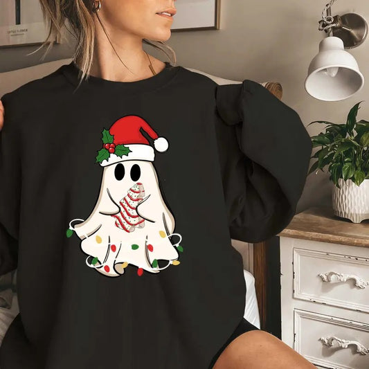 Christmas Lights Cute Ghost Sweatshirt, Christmas Ghost Shirt, Funny Christmas Ghost Shirt, Christmas Ghost Crewneck, Xmas Boo Shirt
